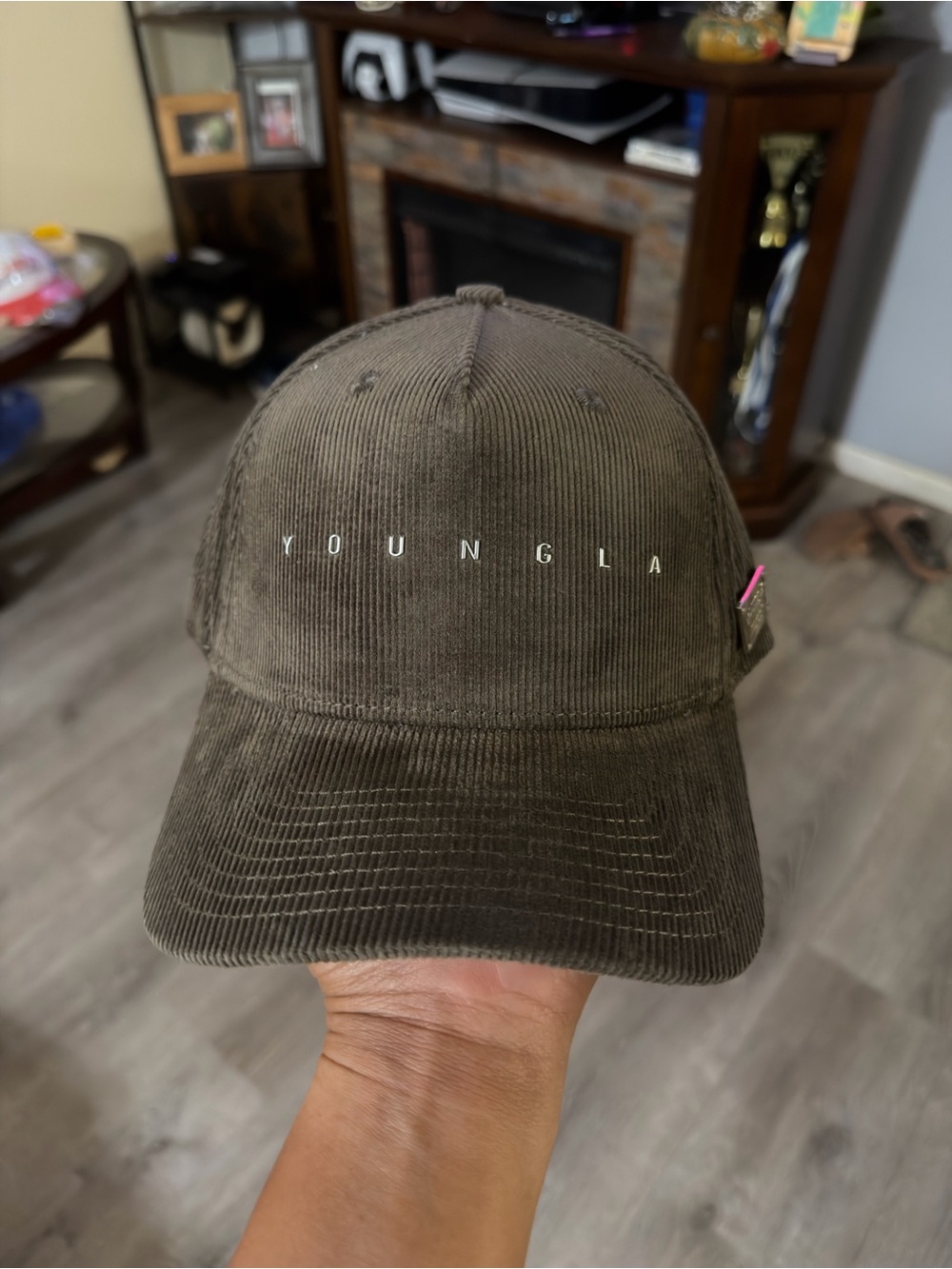 YoungLA Concrete Mocha Corduroy Logo Cap